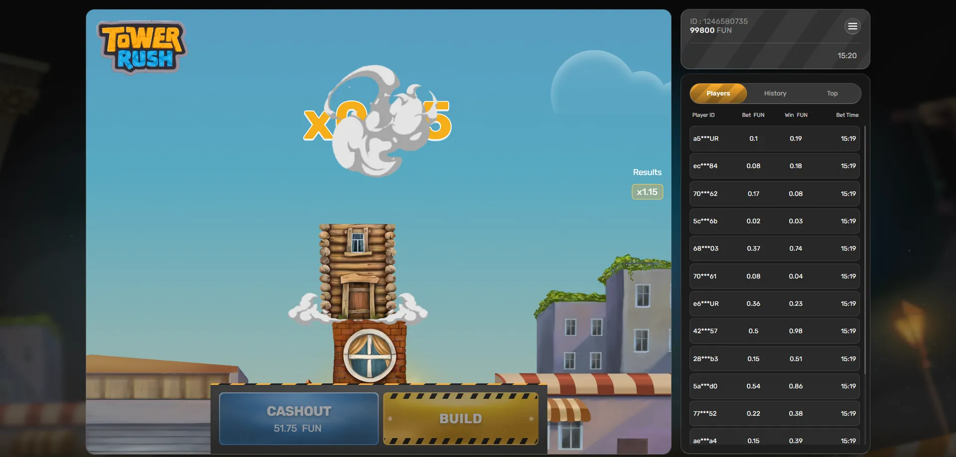 Tower Rush Galaxsys game screen Egypt 2026